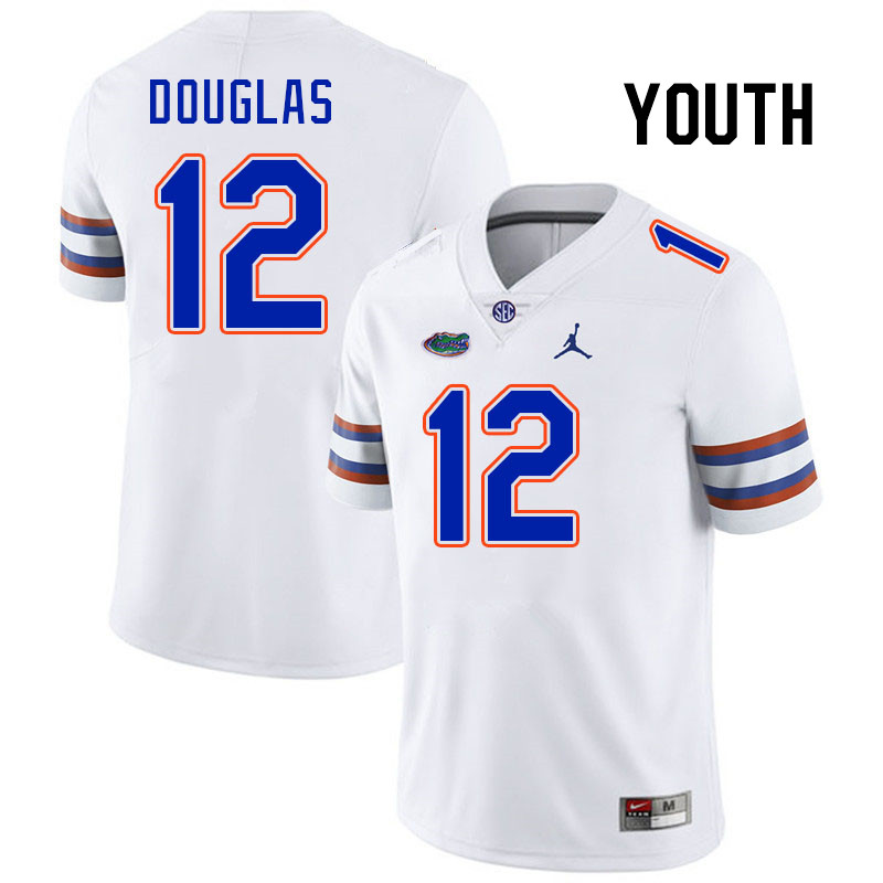 Youth #12 DJ Douglas Florida Gators College Football Jerseys Stitched-White